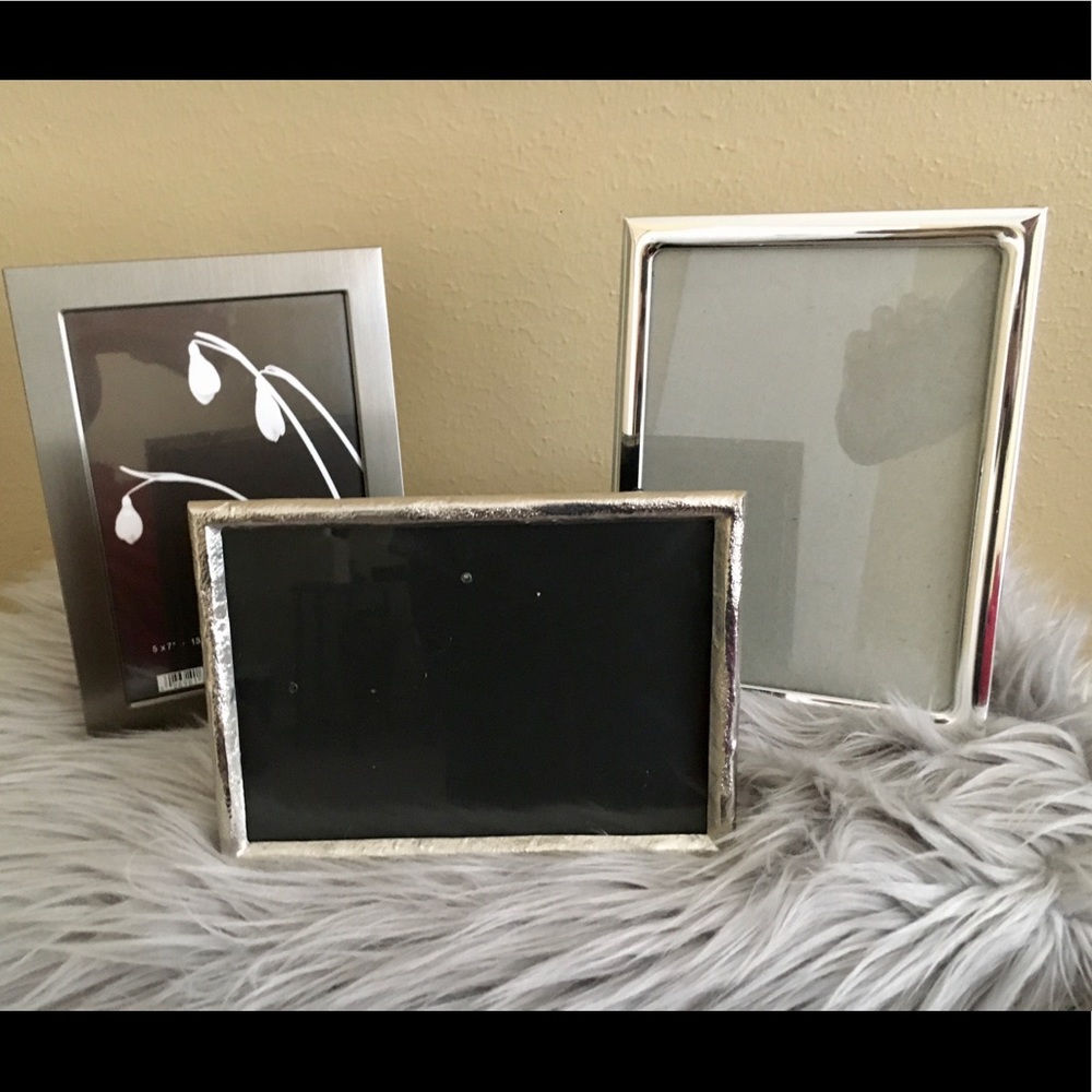 3-5x7 Photo Frames~Silver/Pewter Easel Backs